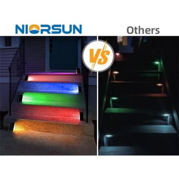 Solar Step Lights for Outside,6 Pack RGB Solid Color Changing Solar - Picture 5 of 7